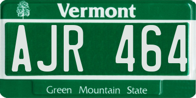 VT license plate AJR464