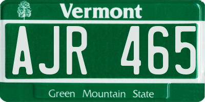 VT license plate AJR465