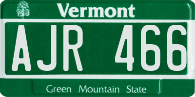 VT license plate AJR466