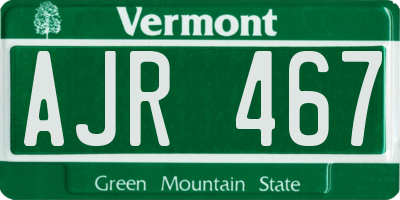 VT license plate AJR467