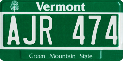 VT license plate AJR474