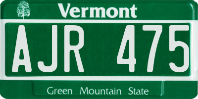 VT license plate AJR475