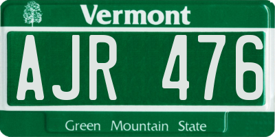 VT license plate AJR476