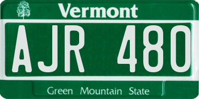 VT license plate AJR480