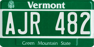 VT license plate AJR482