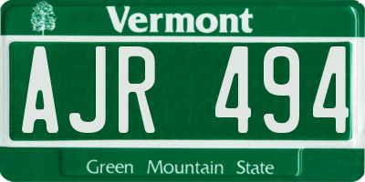 VT license plate AJR494