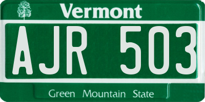 VT license plate AJR503