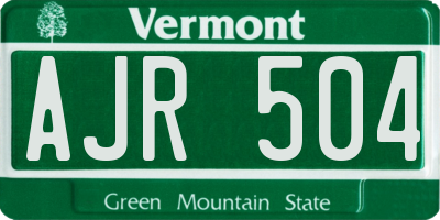 VT license plate AJR504