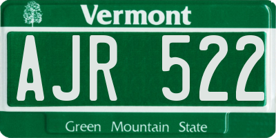 VT license plate AJR522