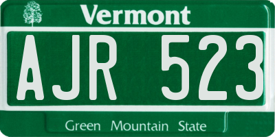 VT license plate AJR523