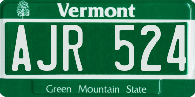 VT license plate AJR524