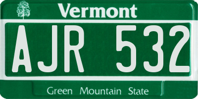 VT license plate AJR532