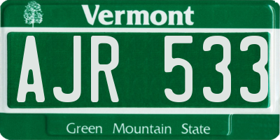 VT license plate AJR533