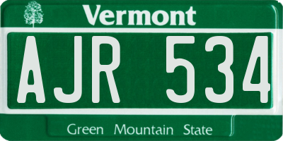 VT license plate AJR534