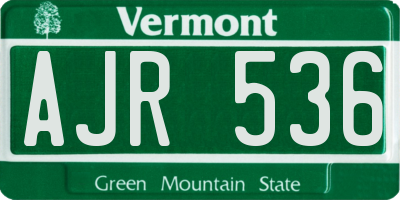 VT license plate AJR536