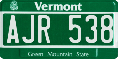 VT license plate AJR538