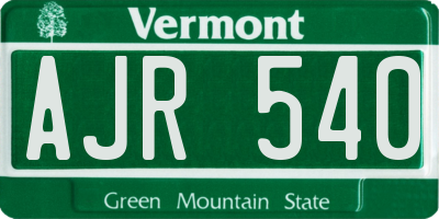 VT license plate AJR540