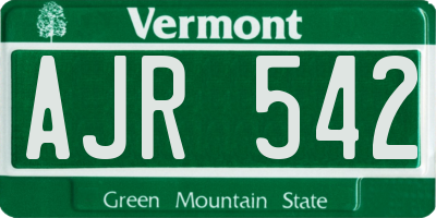VT license plate AJR542
