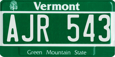 VT license plate AJR543