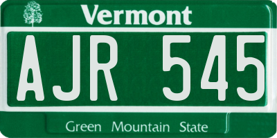 VT license plate AJR545