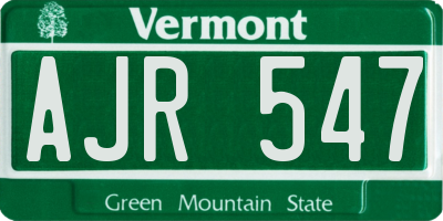 VT license plate AJR547