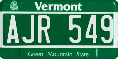 VT license plate AJR549