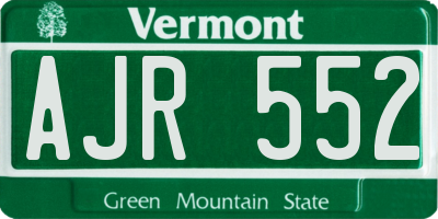 VT license plate AJR552