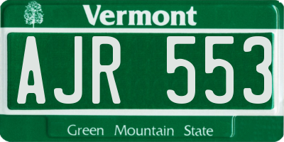 VT license plate AJR553