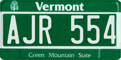 VT license plate AJR554