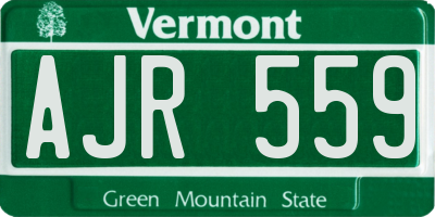 VT license plate AJR559
