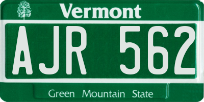 VT license plate AJR562
