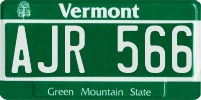 VT license plate AJR566