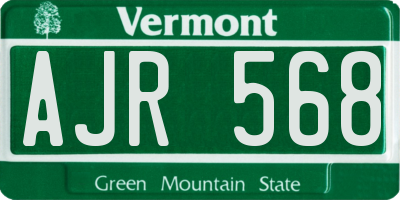VT license plate AJR568