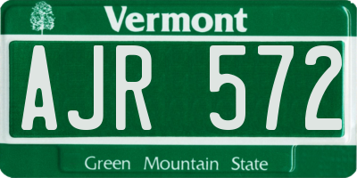 VT license plate AJR572