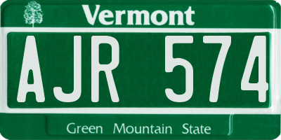 VT license plate AJR574