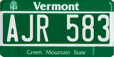 VT license plate AJR583