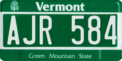 VT license plate AJR584