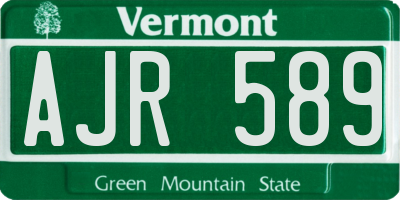 VT license plate AJR589