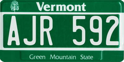 VT license plate AJR592