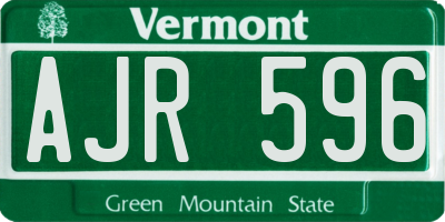 VT license plate AJR596