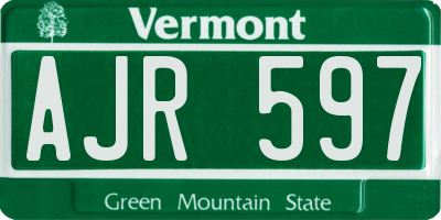 VT license plate AJR597