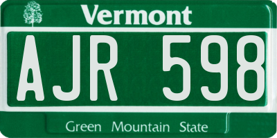 VT license plate AJR598