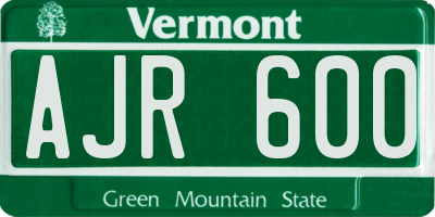 VT license plate AJR600
