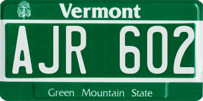 VT license plate AJR602