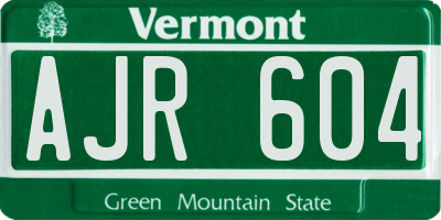 VT license plate AJR604