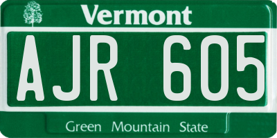 VT license plate AJR605
