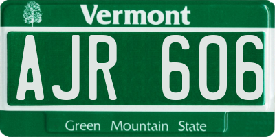 VT license plate AJR606