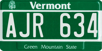 VT license plate AJR634
