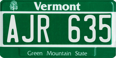 VT license plate AJR635
