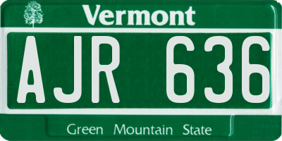 VT license plate AJR636